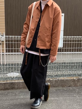 「Dr. Martens（ドクターマーチン）のDr.Martens / ドクターマーチン 1461 3EYE GIBSON SHOE 3ホール ギブソン シューズ ブーツ（ブーツ）」を使った、宇宙(ソラ)さん（メンズ・171cm）の冬コーディネート