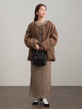 「Ambre Neige（アンブルネージュ）のアイテム（ブルゾン）」を使った、𝕊 𝔸 𝕀さん（レディース・163cm）の冬コーディネート