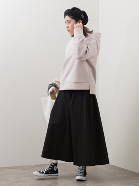 「CONVERSE（コンバース）のアイテム（ハンチング/ベレー帽）」を使った、𝕊 𝔸 𝕀さん（レディース・163cm）の冬コーディネート