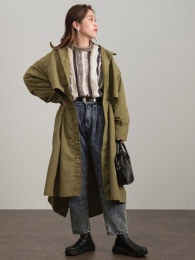 「Ambre Neige（アンブルネージュ）のアイテム（モッズコート）」を使った、𝕊 𝔸 𝕀さん（レディース・163cm）の冬コーディネート
