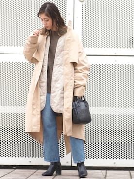 「Ambre Neige（アンブルネージュ）のアイテム（モッズコート）」を使った、𝕊 𝔸 𝕀さん（レディース・163cm）の冬コーディネート