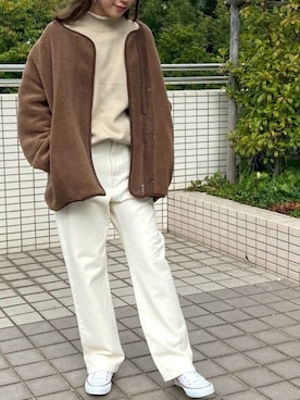 「AmbreNeige」｜「アイテム（ブルゾン）」を使った、𝕊 𝔸 𝕀さん（レディース・163cm）の秋コーディネート