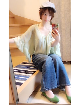 「ワークキャップ」｜「アイテム（パンプス）」を使った、チャオズさん（レディース・148cm）の夏コーディネート