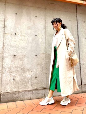 「KOBE LETTUCE（コウベレタス）のアイテム（トレンチコート）」を使った、ホリさんさん（レディース・160cm）の春コーディネート