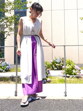 「Lucida（ルシーダ）のアイテム（サンダル）」を使った、ホリさんさん（レディース・160cm）の夏コーディネート