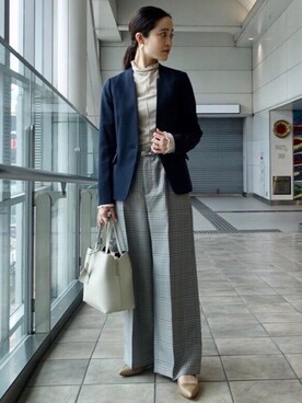 「遊び心のあるJacket Style」｜「アイテム（ノーカラージャケット）」を使った、kurimotoさん（レディース・158cm）の秋コーディネート