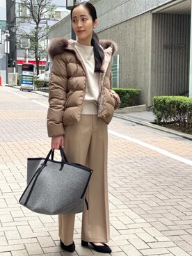 「一押しのアウタースタイル」｜「アイテム（ダウンジャケット/コート）」を使った、kurimotoさん（レディース・158cm）の冬コーディネート
