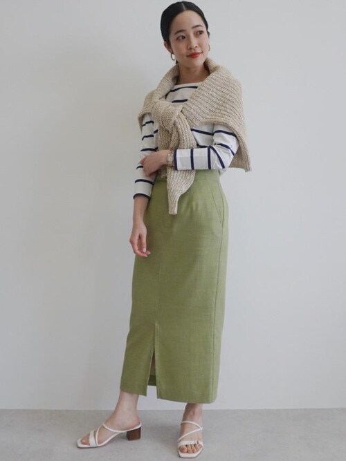 グリーンレーベル CRラッセルバスケット ノーカラー セットアップ スカート グリーンレーベル CRラッセルバスケット ノーカラー