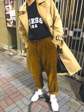 「neos（ネオス）のアイテム（トレンチコート）」を使った、somaさん（メンズ・178cm）の冬コーディネート