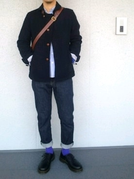 「Dr. Martens（ドクターマーチン）のDr.Martens / ドクターマーチン 1461 3EYE GIBSON SHOE 3ホール ギブソン シューズ ブーツ（ブーツ）」を使った、shikao_yuiさん（メンズ・175cm）の冬コーディネート