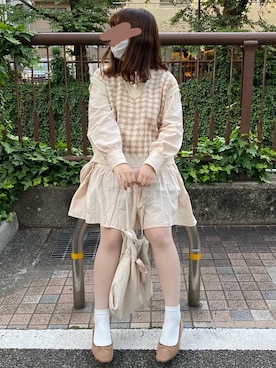 「アイテム（バレエシューズ）」を使った、ヒカルさん（レディース・154cm）の春コーディネート