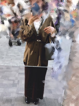 「niko and...（ニコアンド）のウーリッシュフラノCPOシャツ（シャツ/ブラウス）」を使った、あかりさん（レディース・154cm）の秋コーディネート