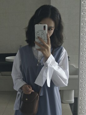 「日系极简」｜「アイテム（ジャンパースカート）」を使った、GUiyUan-さん（レディース・165cm）の夏コーディネート