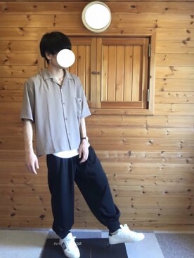 「Guess（ゲス）のアイテム（スニーカー）」を使った、やまとさん（メンズ・174cm）の夏コーディネート