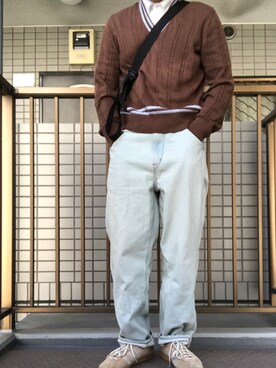 「アズーロ・エ・マローネ」｜「アイテム（ニット/セーター）」を使った、マーマレードさん（メンズ・168cm）の冬コーディネート
