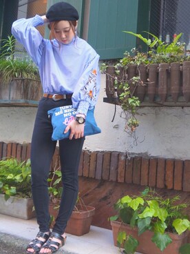 「静岡」｜「アイテム（ハンチング/ベレー帽）」を使った、HIKAさん（レディース・158cm）の春コーディネート
