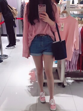 「tom's projectのアイテム（シャツ/ブラウス、レッド系）」を使った、sharonwyfさん（レディース・160cm）の春コーディネート