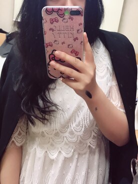 「milkcocoaのアイテム（スカート、ホワイト系）」を使った、sharonwyfさん（レディース・160cm）の春コーディネート