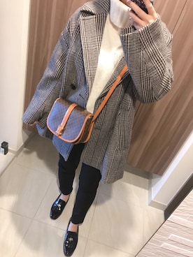「オーバーサイズコート」｜「アイテム（ローファー）」を使った、Non*さん（レディース・159cm）の冬コーディネート