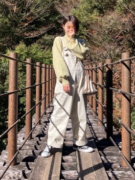 「SMITH'S（スミス）のアイテム（サロペット/オーバーオール）」を使った、kryuiさん（レディース・157cm）の秋コーディネート