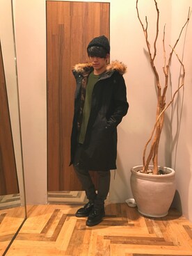 「RAGEBLUE（レイジブルー）のアイテム（モッズコート）」を使った、いのうえさん（メンズ・165cm）の冬コーディネート