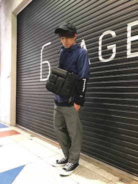 「RAGEBLUE（レイジブルー）のアイテム（マウンテンパーカー）」を使った、いのうえさん（メンズ・165cm）の春コーディネート