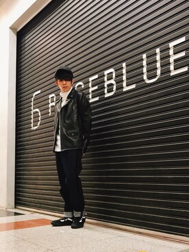 「RAGEBLUE（レイジブルー）のアイテム（ライダースジャケット）」を使った、いのうえさん（メンズ・165cm）の秋コーディネート