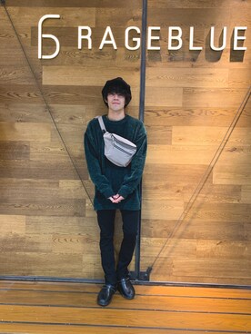 「RAGEBLUE（レイジブルー）のアイテム（キャスケット）」を使った、いのうえさん（メンズ・163cm）の秋コーディネート