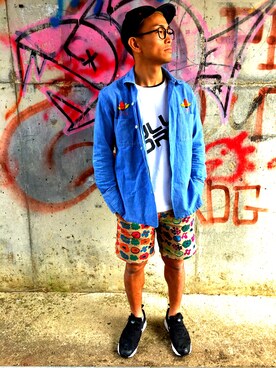 「CUBE SUGAR（キューブシュガー）のアイテム」を使った、xspinmasterxさん（メンズ・163cm）の夏コーディネート