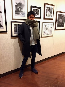 「BEAMS（ビームス）のアイテム（その他シューズ）」を使った、修平さん（メンズ・168cm）の冬コーディネート