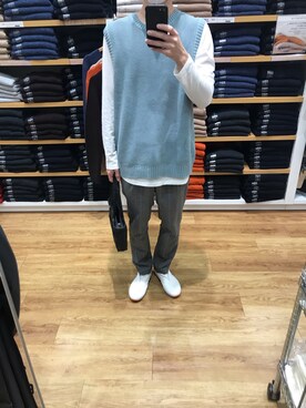 「green label relaxing（グリーンレーベルリラクシング）のアイテム（スラックス、グレー系）」を使った、sp300さん（メンズ・166cm）の秋コーディネート