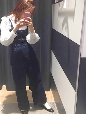 「レイヤードstyle」｜「アイテム（オールインワン・サロペット）」を使った、𝓡さん（レディース・157cm）の冬コーディネート