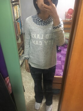 「アイテム（レインシューズ、ホワイト系）」を使った、Linda Chenさん（レディース・167cm）の冬コーディネート