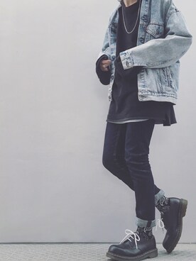「Dr. Martens（ドクターマーチン）のDr.Martens (ドクターマーチン)/1461 3EYE GIBSON SHOES（その他シューズ）」を使った、がーそーさん（メンズ・166cm）の春コーディネート
