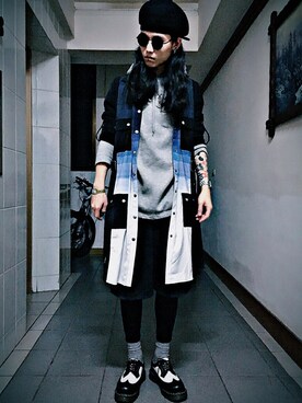 「Slightly Numb（スライトリーナム）のアイテム」を使った、居子堯さん（メンズ・171cm）の秋コーディネート