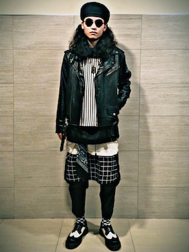 「Slightly Numb（スライトリーナム）のアイテム」を使った、居子堯さん（メンズ・171cm）の春コーディネート