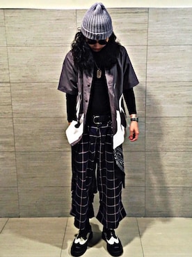 「Slightly Numb（スライトリーナム）のアイテム」を使った、居子堯さん（メンズ・171cm）の春コーディネート