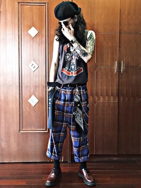 「Slightly Numb（スライトリーナム）のアイテム」を使った、居子堯さん（メンズ・171cm）の春コーディネート