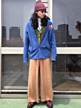 「CROWN（クラウン）のアイテム（ジャケット/アウター）」を使った、居子堯さん（メンズ・171cm）の春コーディネート