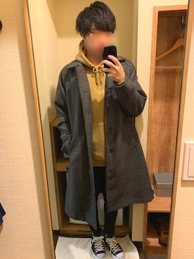 「アイテム（ステンカラーコート）」を使った、じじまるさん（メンズ・171cm）の春コーディネート