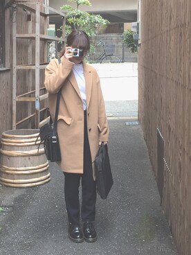 「ニコアンド」｜「アイテム（チェスターコート）」を使った、nacoさん（レディース・157cm）の冬コーディネート