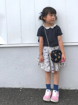 「アイテム（ボディバッグ/ウエストポーチ、ブルー系）」を使った、miii★さん（キッズ・110cm）の夏コーディネート
