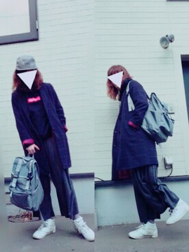 「AS KNOW AS PINKY（アズノゥアズピンキー）のアイテム（チェスターコート）」を使った、airiさん（レディース・161cm）の春コーディネート