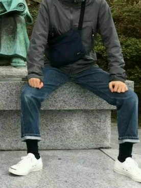 「ジャックパーセル」｜「アイテム（マウンテンパーカー）」を使った、なめろうさん（メンズ・169cm）の冬コーディネート