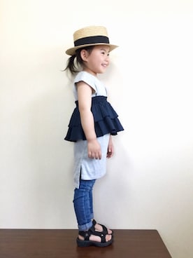 「フレア」｜「アイテム（その他）」を使った、bow-changさん（キッズ・90cm）の春コーディネート