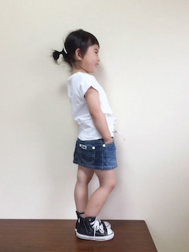 「白トップス」｜「アイテム（その他）」を使った、bow-changさん（キッズ・90cm）の夏コーディネート