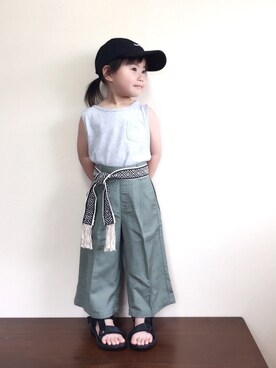 「カーキパンツ」｜bow-changさん（キッズ・90cm）の夏コーディネート