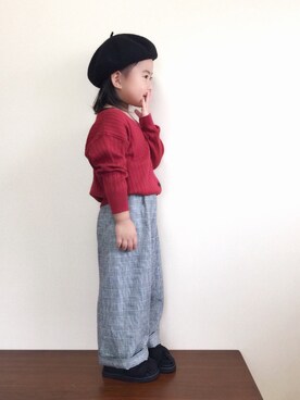 「handmade」｜「アイテム（ハンチング/ベレー帽）」を使った、bow-changさん（キッズ・90cm）の秋コーディネート