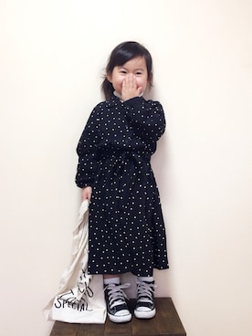 「アイテム（シャツワンピース）」を使った、bow-changさん（キッズ・90cm）の冬コーディネート