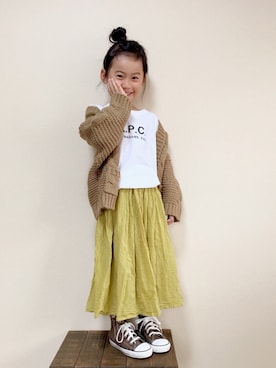 「CIAOPANIC TYPY（チャオパニックティピー）の【ママとおそろい】indiaボイルスカウチョ（その他パンツ）」を使った、bow-changさん（キッズ・104cm）の秋コーディネート